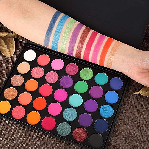 Cristalbox Eyeshadow Palette, 35 Bright Colors Matte Sweatproof Matte and Shimmer Eyeshadow Make up Palettes Christmas Palette Blendable Pressed Powder Eye Shadow