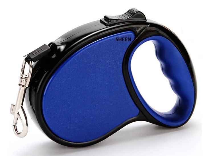Retractable Dog Lead 360°Tangle-Free - Extendable Dog Lead 5M/16FT Smooth & Durable - Anti-Slip Handle Grip with Strong Nylon Tape - One-Handed Brake Easy To Use for Small Medium Dogs (BLUE, 5 METER)