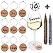 Wine Charms by Vaci Set of 10 Inspirational Charms + 2 Wine Glass Markers, Authentic Wine Corks Material Drink Markers For Parties, Holidays Wine Gift Set