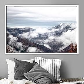 signwin Framed Canvas Wall Art Foggy Mountains Aerial...