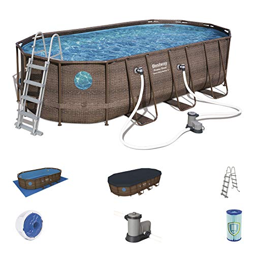 Bestway Power Steel Swim Vista 549x274x122 cm, Frame Pool oval im Komplett Set mit Bullauge, inkl. Filterpumpe, Leiter… – Bild 3