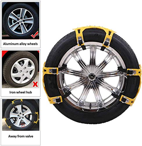 Vodche Car Snow Chains, 6Pcs Emergency Anti Slip Tire Traction Chains Upgraded TPU Snow Chain for Light Truck/SUV/ATV Winter Universal Tire Security Chains (Tire Width 165-285mm/6.5-11.2'') - Thumbnail 3