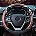 Alusbell Cute Carbon Fiber Steering Wheel Cover Synthetic Leather Auto Car Steering Wheel Cover for Women Universal Fit 15 Inch (Brown)