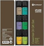 Eve Hansen Essential Oil Gift Set (Sandalwood, Tea Tree, Lavender, Eucalyptus, Lemon, Peppermint) - 100% Pure Therapeutic Grade - 6 Bottles/10ml. Perfect stater pack for aromatheraphy or relaxation.