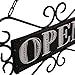 NIKKY HOME Open Closed Sign for Business with Chain Reversible Double Sided Rustic Country Metal Vintage Plaque Farmhouse Decor Door Sign for Coffee Store Restaurant Bar, 13 x 14 Inch, Black/White