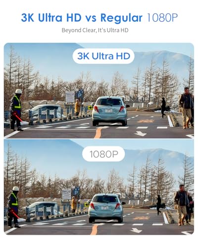 KAWA Dash Cam Car 3K Front, with 32GB SD Card, Voice Control, WiFi and App, 24/7 Parking, G-Sensor, Night Vision, Loop Recording, Dashcam Camera 360 for Truck and SUV