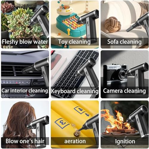 Excefore Compressed Air Duster, Mini Air Duster Metal Design Enhanced Powerful 250000RPM, Infinite Speed Adjustment Wind - Portable Air Duster, Electric Air Blower for Cleaning Keyboard&PC