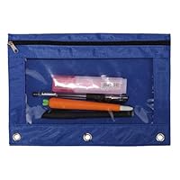 Coafit Pencil Pouch 3-Ring Oxford Zipper Pen Holder Bag Pencil Organizer (Blue)