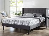 Zinus Dori Upholstered Square Stitched Wingback Platform Bed / Mattress Foundation / Easy Assembly / Strong Wood Slat Support, Queen