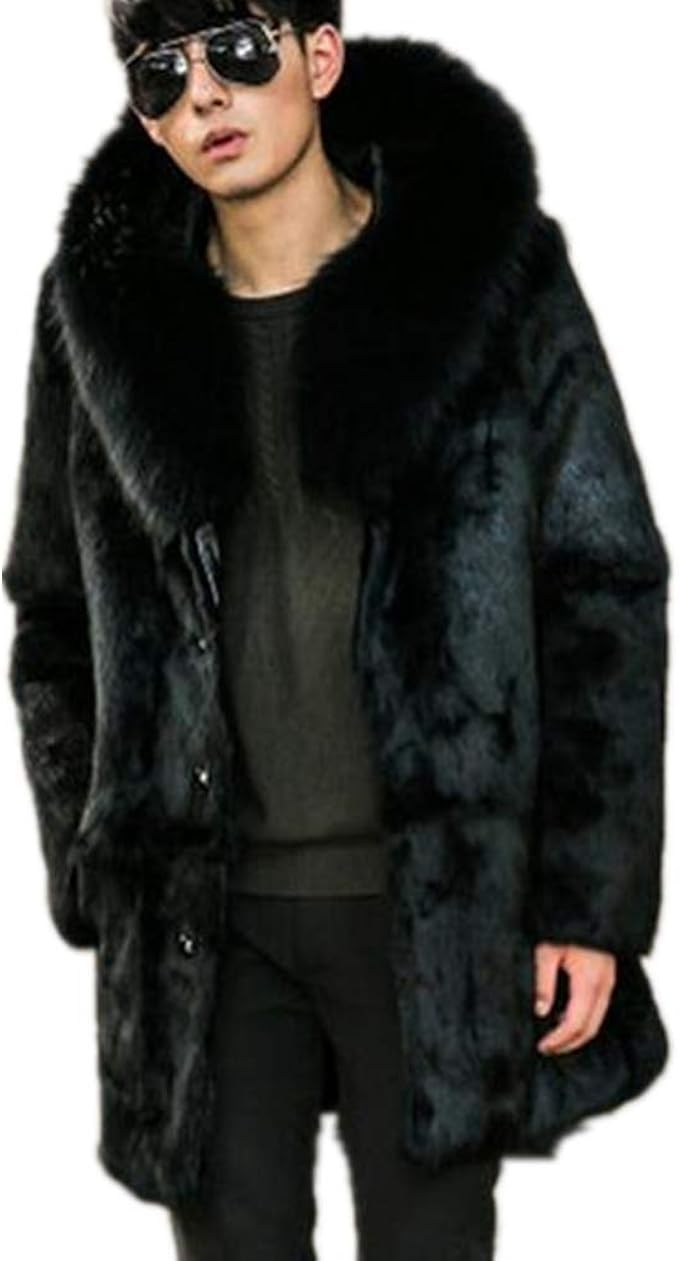 New Oversize Winter Outwear Men S Faux Mink Fur Long Coat Big Hooded Parka Overcoat Thick Warm Black Fur Coat Jacket At Amazon Men S Clothing Store