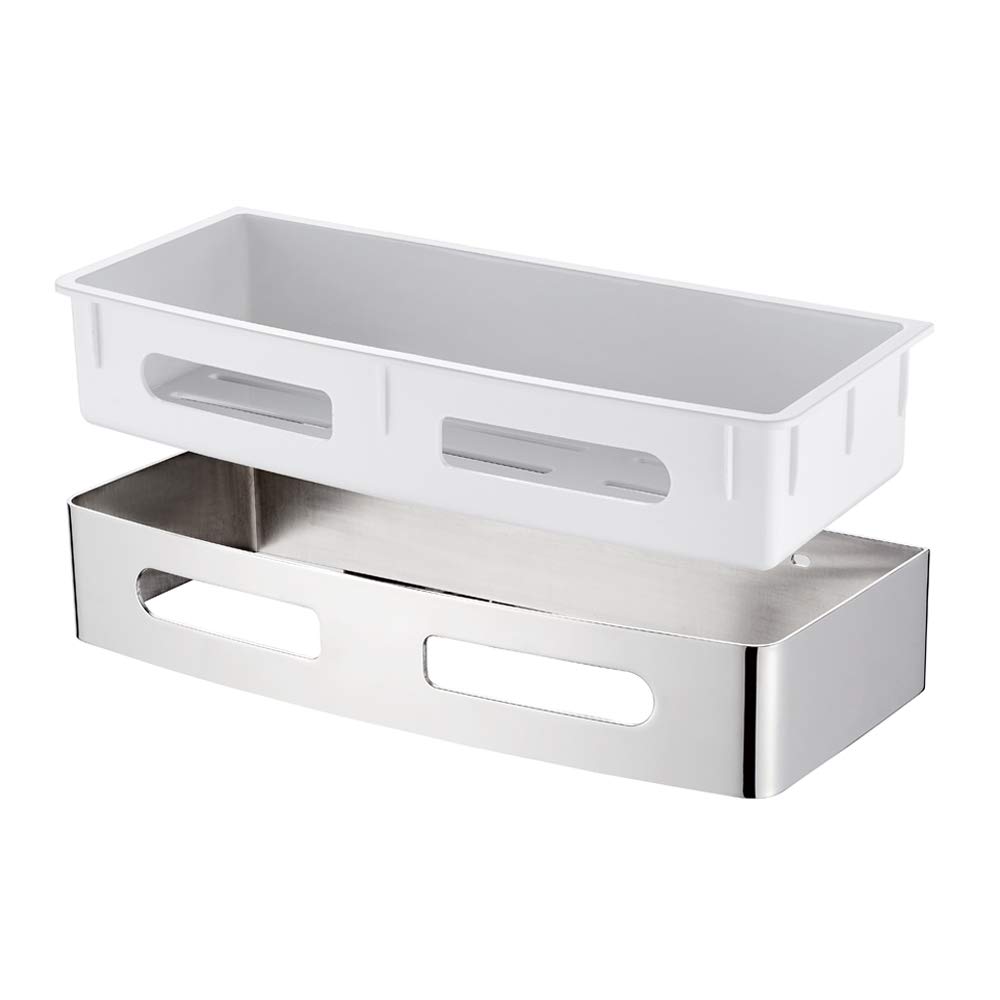 Ibergrif - 3M Sticky Shower Storage Adhesive Bathroom Caddy, Wall Bath Shelf, Chrome