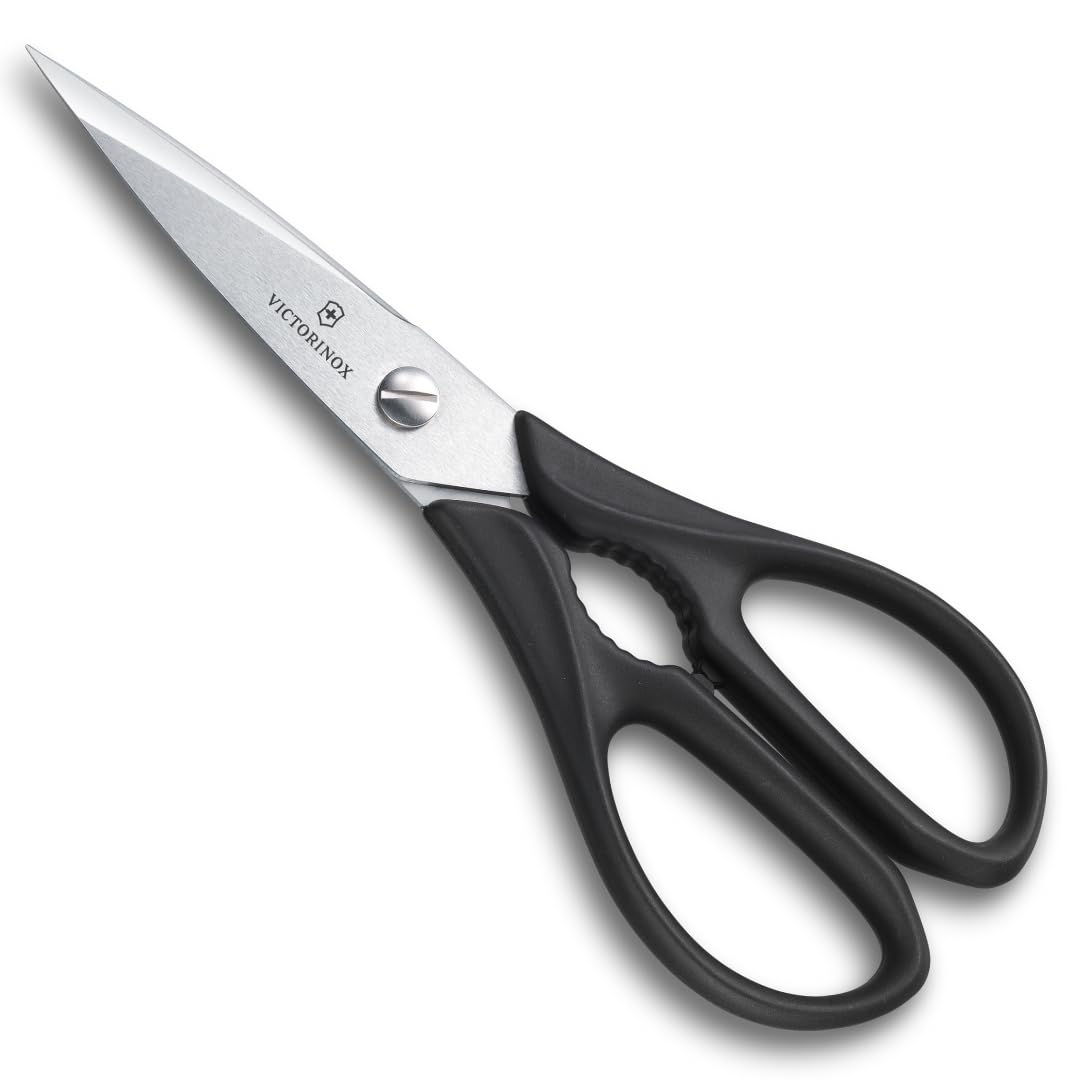 Victorinox Household Scissors, Kitchen Shears, Extra Sharp Blade, Stainless, Robust Plastic Handle, Black