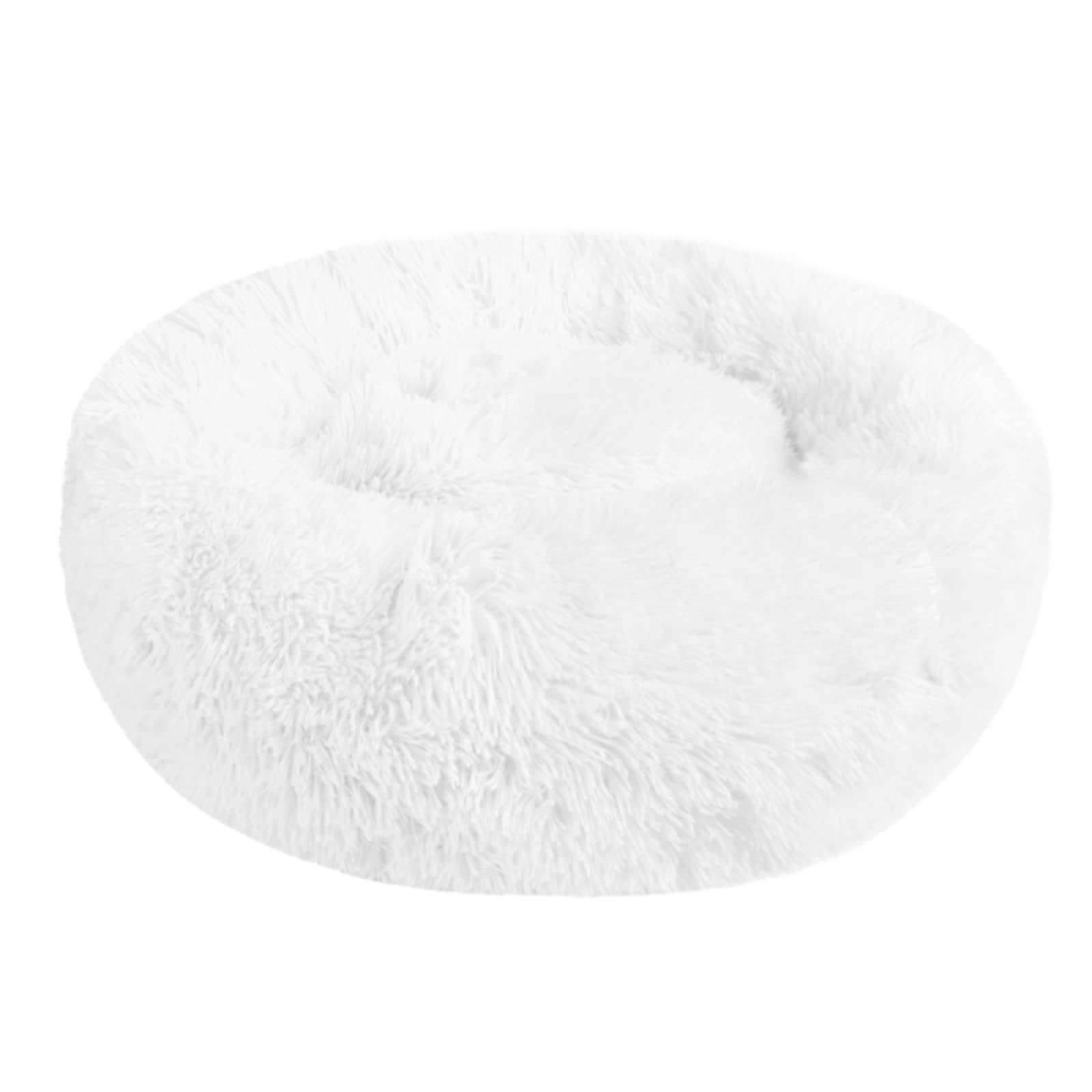 Nepfaivy Calming Dog Cat Donut Bed - 15.75in Fluffy Plush Puppy Kitten Cuddler Round Bed, Warm and Soft Pet Cosy Anti Anxiety Beds with Non-Slip Bottom and Washable (S-40CM, White) — image 1