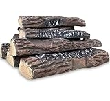 Regal Flame 10 Piece Set of Ceramic Wood Large Gas Fireplace Logs Logs for All Types of Indoor, Gas Inserts, Ventless & Vent Free, Propane, Gel, Ethanol, Electric, or Outdoor Fireplaces & Fire Pits.