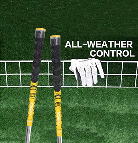 Kofull Multi Compound Golf Club Grips Standard Size, All-Weather Control Thread Technology Rubber Combine with Carbon Yard, Anti-Slip-Set of 13 (Yellow) - Thumbnail 4