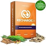 RECHARGE24 AM Nootropics Brain Supplement - Energy Pills for Focus Memory & Clarity - Natural Organic Ashwagandha Maca Root and Ginseng - Thyroid Support - Smart Brain Health Supplement 30 Day Supply