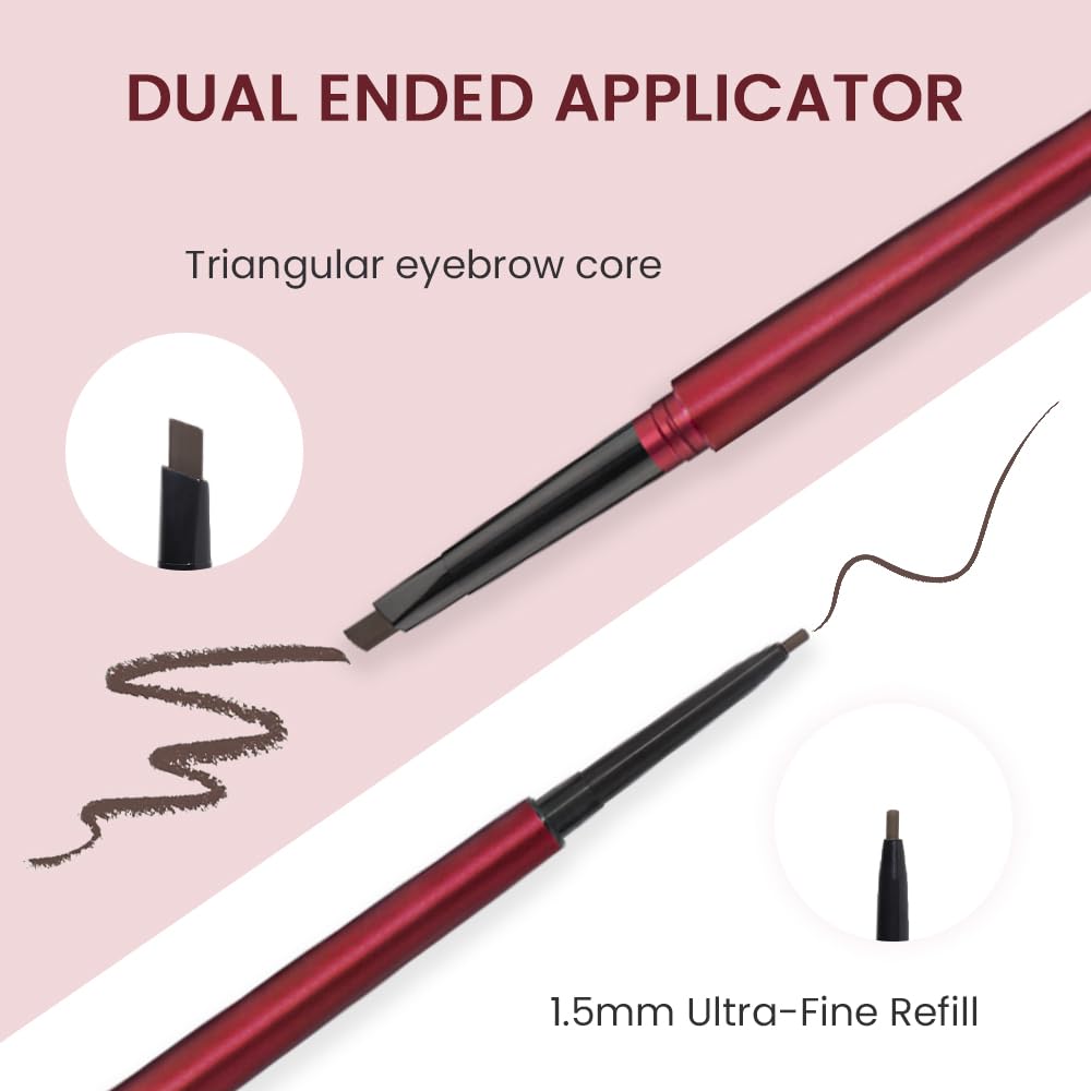 Kaely 2Pcs Eyebrow Pencil Set,Dual Ends Eye Brow Pencils for Women,Waterproof Eyebrows Makeup Pen with Eyebrow Brush,lápiz de cejas maquillaje,Vegan Cosmetics,06 Dark Brown