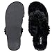 Roxoni Fuzzy House Slippers for Women – Comfortable Furry Spa Thongs – Cozy Slip On Flip Flops - Soft Insole & Rubber Outsole Black