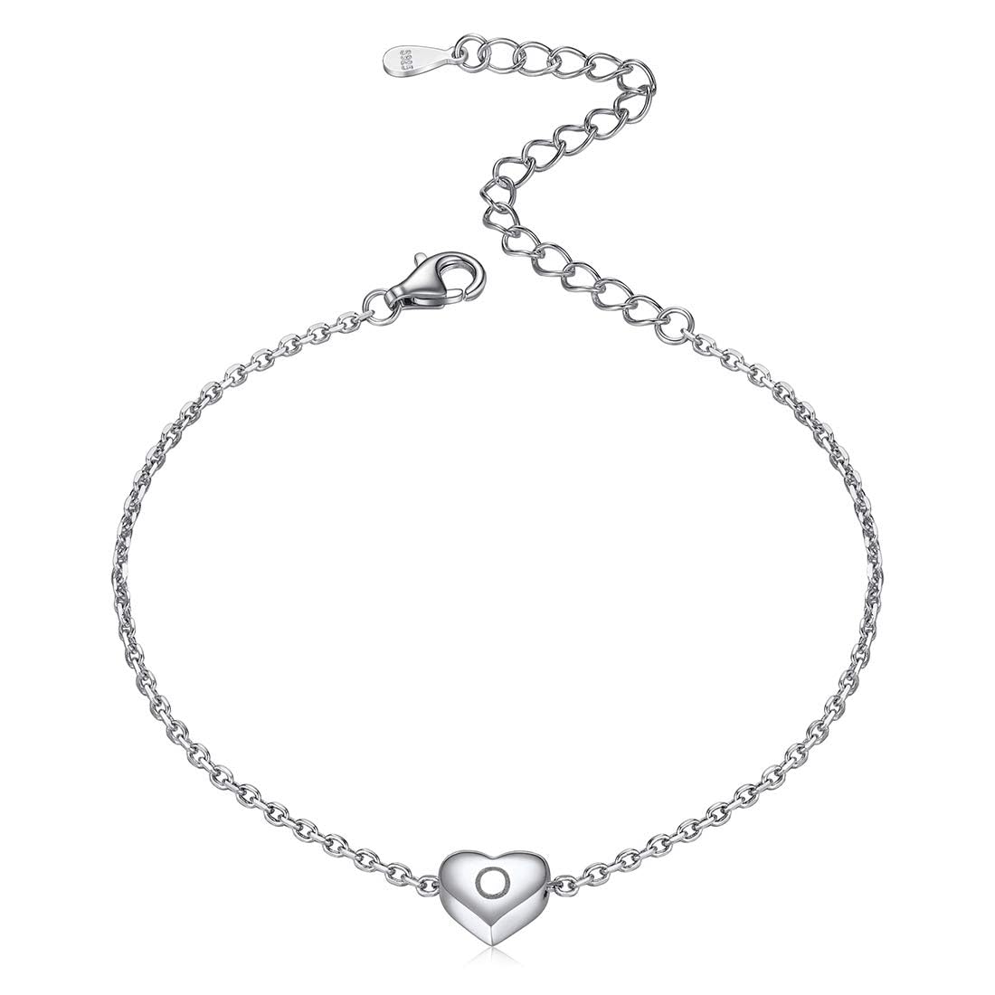 ChicSilver Delicate Heart Bracelet Initial Charm Bracelets for Women 925 Sterlig Silver Minimlaist Jewelry