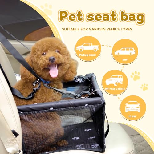 Flagest Dog Car Seat Reinforced Oxford Breathable Washable Foldable Car Seat for Dogs Cats Other Small Pets 40 x 32 x 24cm