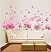Amaonm Removable DIY Romantic Pink Hydrangea Flowers Flower Vines Butterfly Wall Decals Home Art Decor Stickers Murals Peel Stick for Tv Background Living Room Baby Kids Girls Bedroom