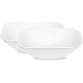 Corelle White 2-Piece 32-Ounce Square Bowl Set | Lightweight, Chip-Resistant Vitrelle Glass, Dishwasher, Microwave &amp; Oven Safe, Made in USA