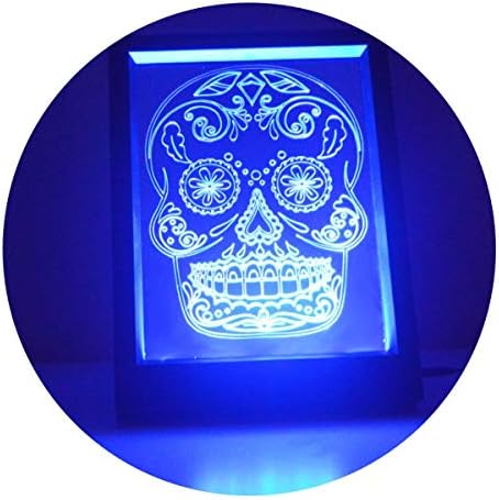 Day of The Dead Cheeky Candy Skull Changing RC LED Mirror Light Frame