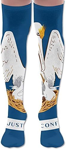 Louisiana Flag Compression Socks Soccer Socks Knee High Sock Tall 25.5" For Running,Medical,Athletic,Edema,Diabetic,Varicose Veins,Travel,Pregnancy,Shin Splints,Nursing