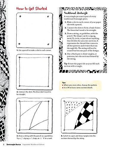 Zentangle Basics, Expanded Workbook Edition: A Creative Art Form Where All You Need is Paper, Pencil, Pen (Design Originals) 25 Original Tangles, Beginner-Friendly Practice Exercises, Techniques