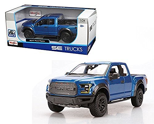 New 1:24 W/B SPECIAL TRUCKS EDITION - BLUE 2017 FORD RAPTOR Diecast Model Car By Maisto