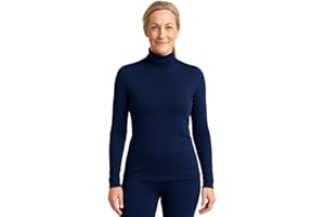 Lands' End Women’s Thermaskin Baselayer Thermal Turtleneck Top – Long Sleeve Lightweight Heat-Generating Thermal Shirt