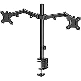 Amazon Basics DLB112 Dual Monitor Stand - Height Adjustable Arm Mount, Steel