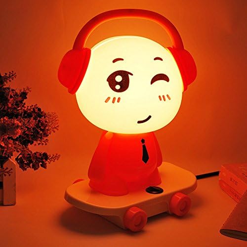 Kids LED DJ Skateboard Nightlight Desk Table Lamp Night for Baby Adults Bedroom Christmas Gift (red)