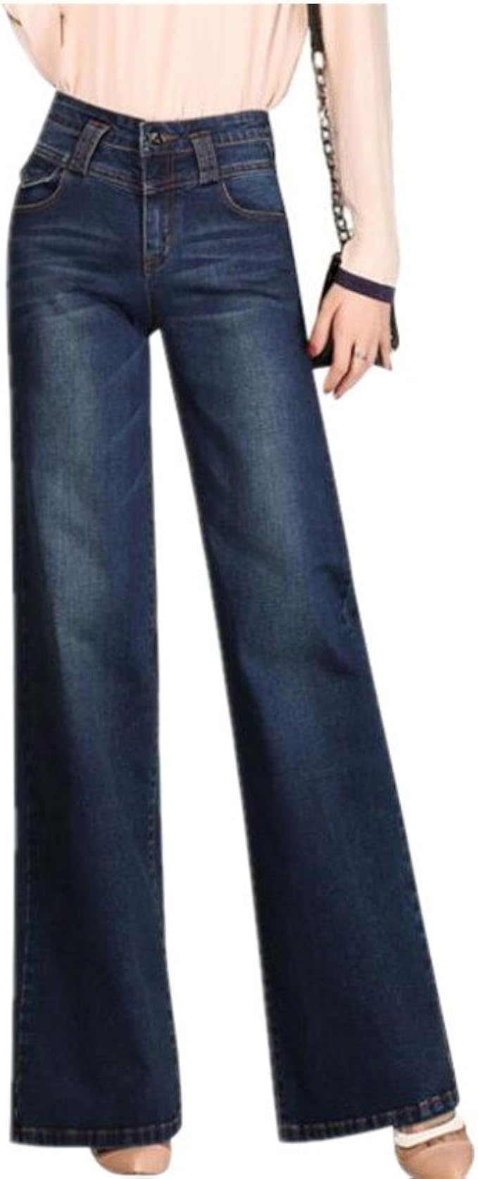 Amazon ノーブランド品 ワイドパンツ ロング ジーンズ デニム ゆったり ハイウエスト レディース ジーンズ 通販