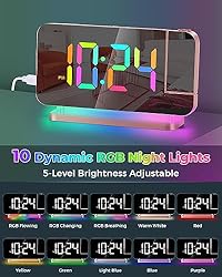 SZELAM Projection Alarm Clock,7.4 in LED Mirror