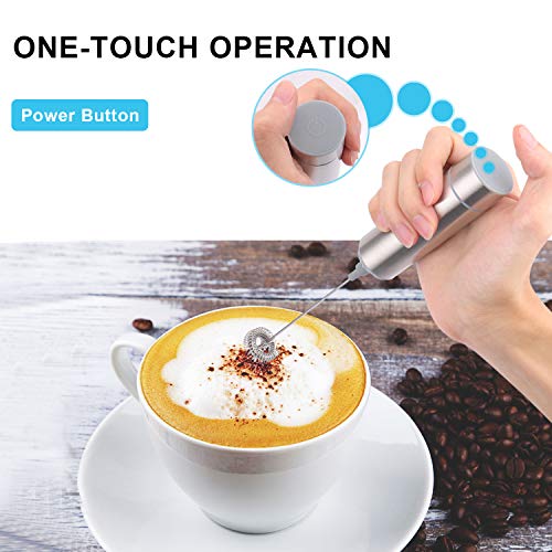Milk Frother Electric Portable Stainless Steel Double-Whisks Handheld Battery Operated Drink Mixer Fast Foam Maker Easy Cleaning For Coffee, Latte, Cappuccino, Hot Chocolate