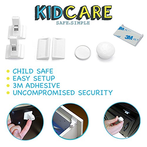 KidCare - Magnetic Child Safety Locks: 8 Locks + 2 Keys - FAST & EASY INSTALLATION. NO TOOLS. NO SCREWS