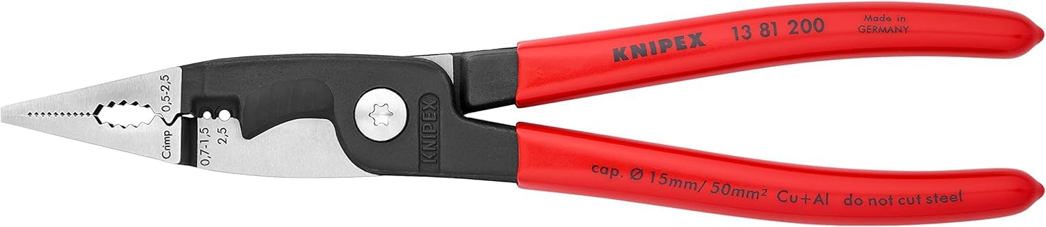 KNIPEX Pliers for Electrical Installation with Plastic Coating 200 mm, 13 81 200