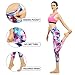 SOUTEAM Womens Workout Capris with Pocket Stretchy High Waist Training Tights, Blue & Pink, Medium