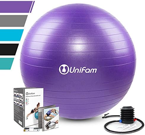 UNI FAM Exercise Stability Ball Chair, Extra Thick for Crossfit, Yoga, Balance & Core Strength Training, Slip-Resistant & Anti-Burst (Hand Pump Included)
