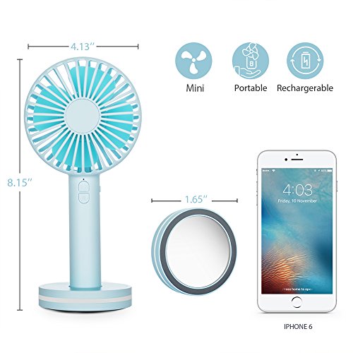 image for OBOSOE Portable Handheld Fan, Small Personal USB Rechargeable Desk Fan