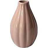 Handmade Ceramic Vase, Minimalist Small Flower Vase for Pampas Grass & Dried Flowers, Farmhouse Home Decor for Shelf, Table, Office & Bedroom