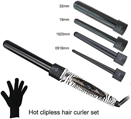 COUSINEE Professional 5 in 1 Curling Iron Curling Wand Hair Curler Set with 6 Interchangeable Ceramic Barrels and Heat Protective Glove