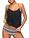 Annigo Women's Two Piece Swimsuits Printed Lined up Double up Tankini with Brief Bathing Suits