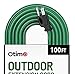 Otimo 100 Ft 16/3 SJTW Green, Outdoor Extension Cord - 3 Prong Ground Plug, 10A 1250W, Water & Weather Resistant, Flame Retardant