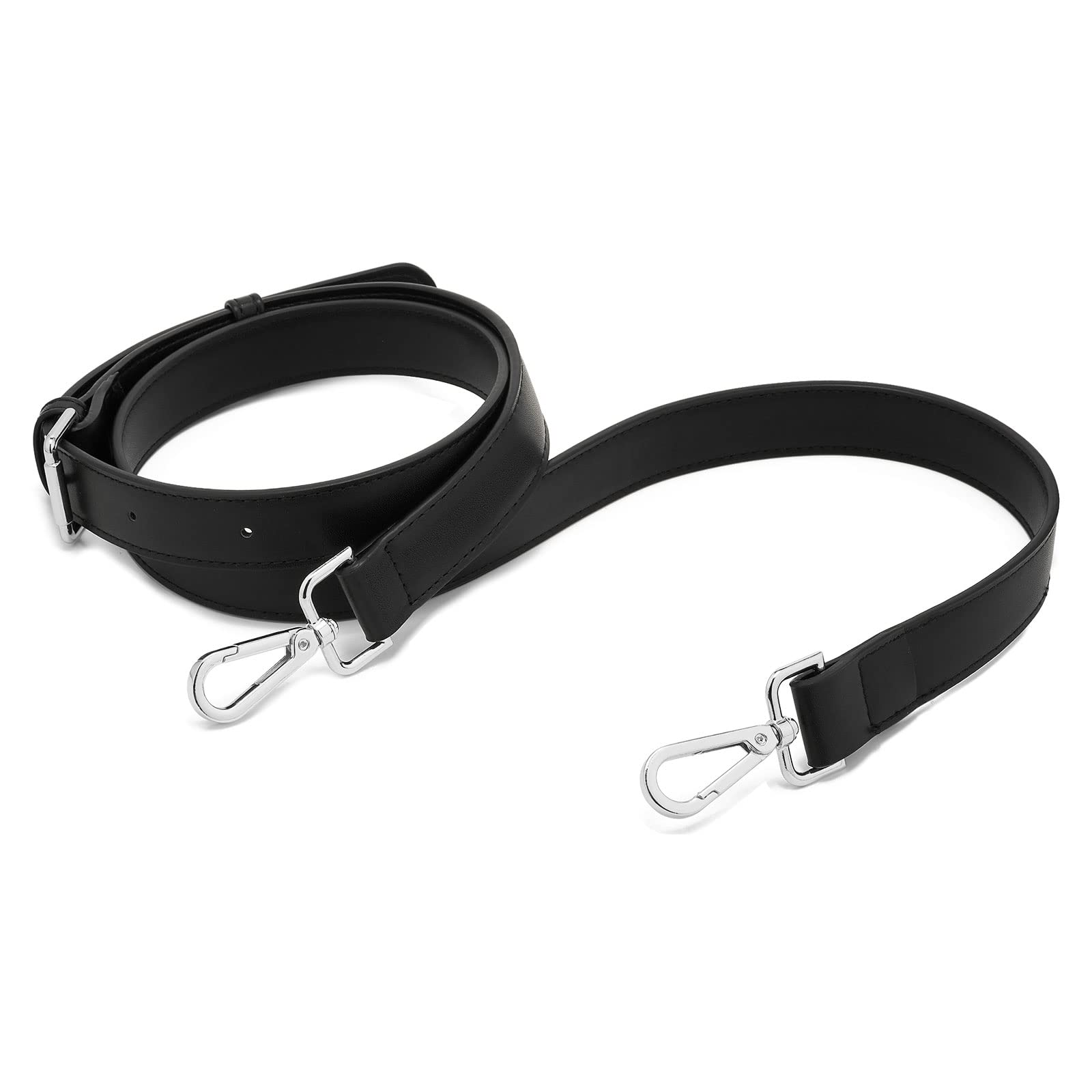 Microfiber Leather Bag Straps,Adjustable Bag Strap Replacement,Shoulder Straps for Women Wallet Purse Handbags,Spare Crossbody Bag Strap Extender with Swivel Hooks(Silver-Black 2.5cm)