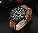 Voeons Men‘s Watches Brown Leather Strap Quartz Auto Date Casual Watch