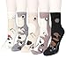 YSense 5 Pairs Cat Fuzzy Socks For Women Cute Winter Warm Animal Fluffy Socks Cozy Soft Sleeping slipper Socks