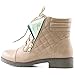 DailyShoes Women's Ankle Boots Combat Boot Low Heel Lace Up Zip Pocket Exclusive Credit Card Bootie Susan-01 Beige Pu 6