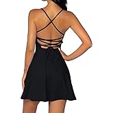 QINSEN Womens Two Pieces Tennis Dress with Shorts Workout Open Back Active Golf Dresses